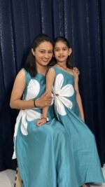 Teal Bloom Floral Appliqué Mom & Daughter Matching Maxi Set - Image 2