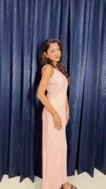 Blush Pink Shimmer Sleeveless Maxi Dress
