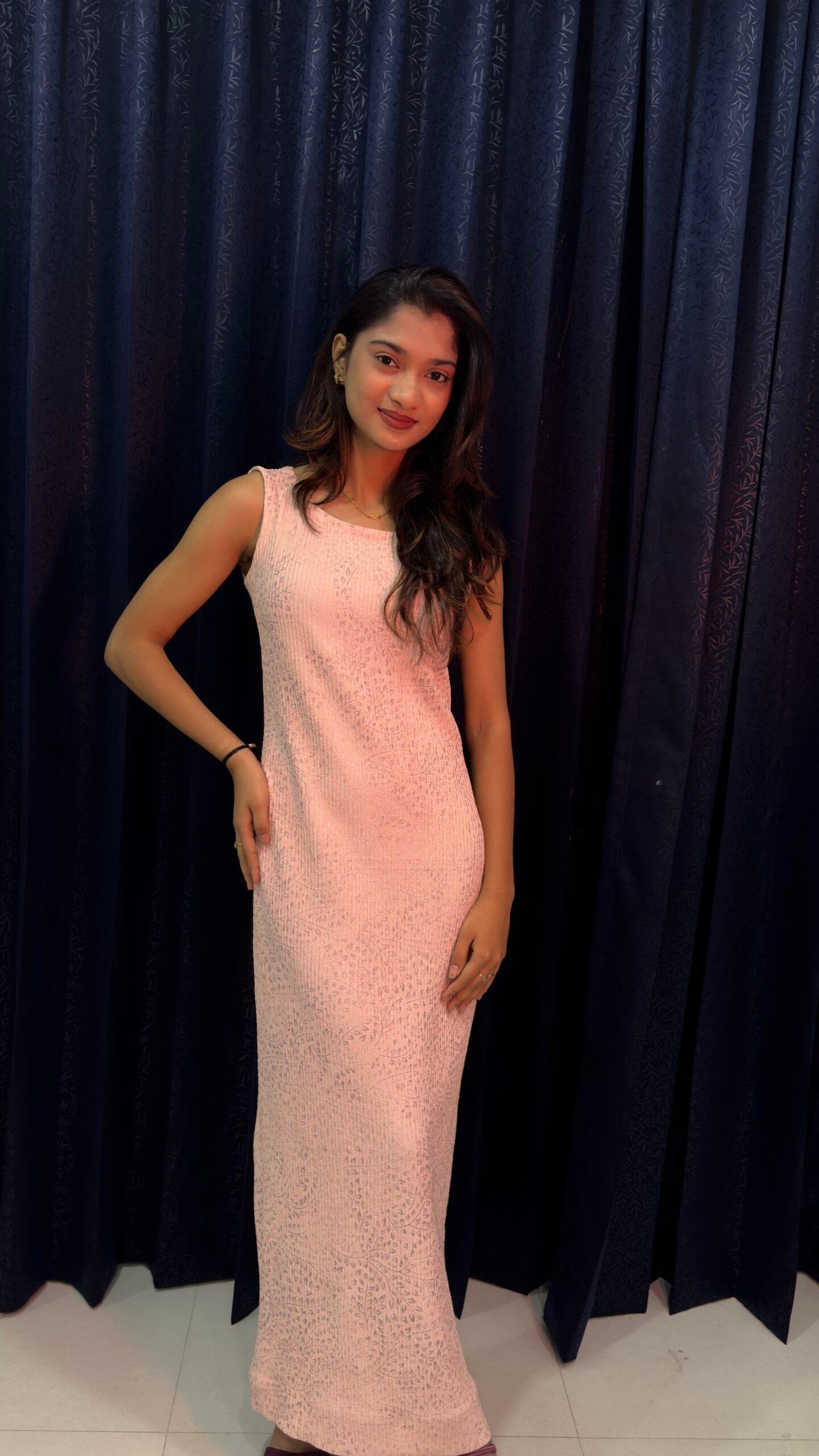 Blush Pink Shimmer Sleeveless Maxi Dress - Image 2